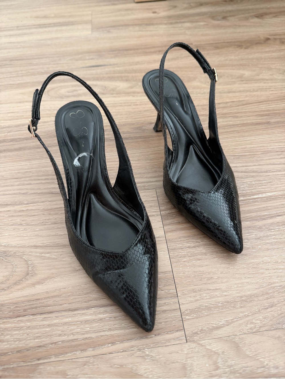 Jessica Simpson Black Pointed Slingback Heels